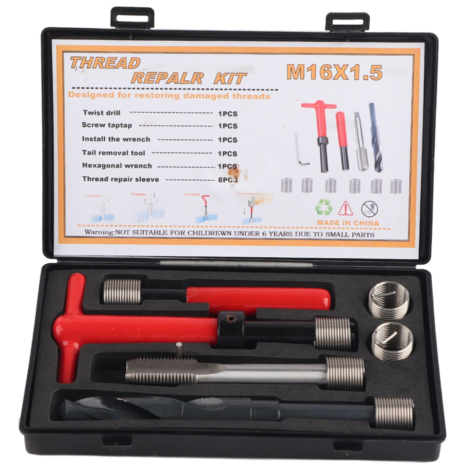 11Pcs Thread Repair Kit Durable Tap Insertion Tool For Auto Parts Stainless NEW