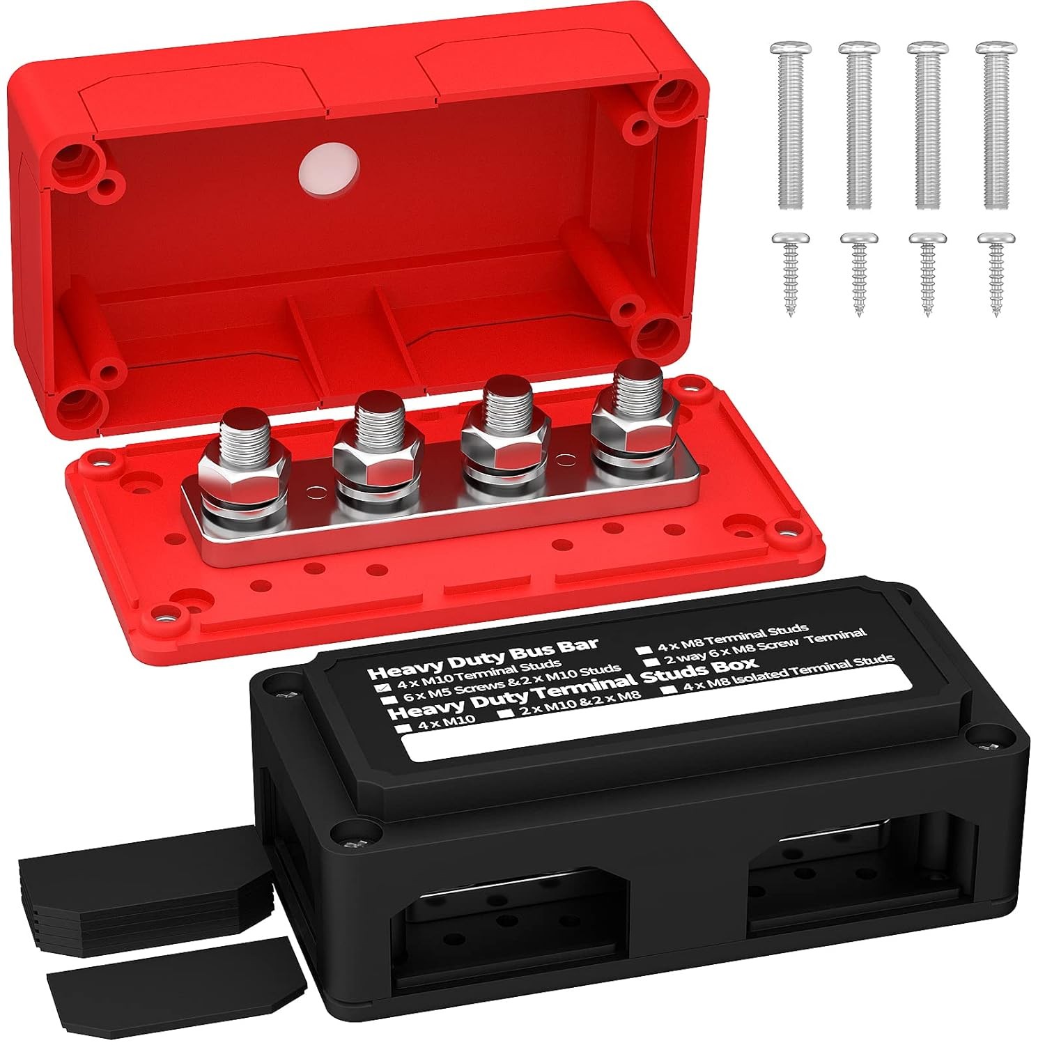 300A 12V Bus Bar Power Distribution Block Waterproof with 4 x 3/8″ Studs Car RV