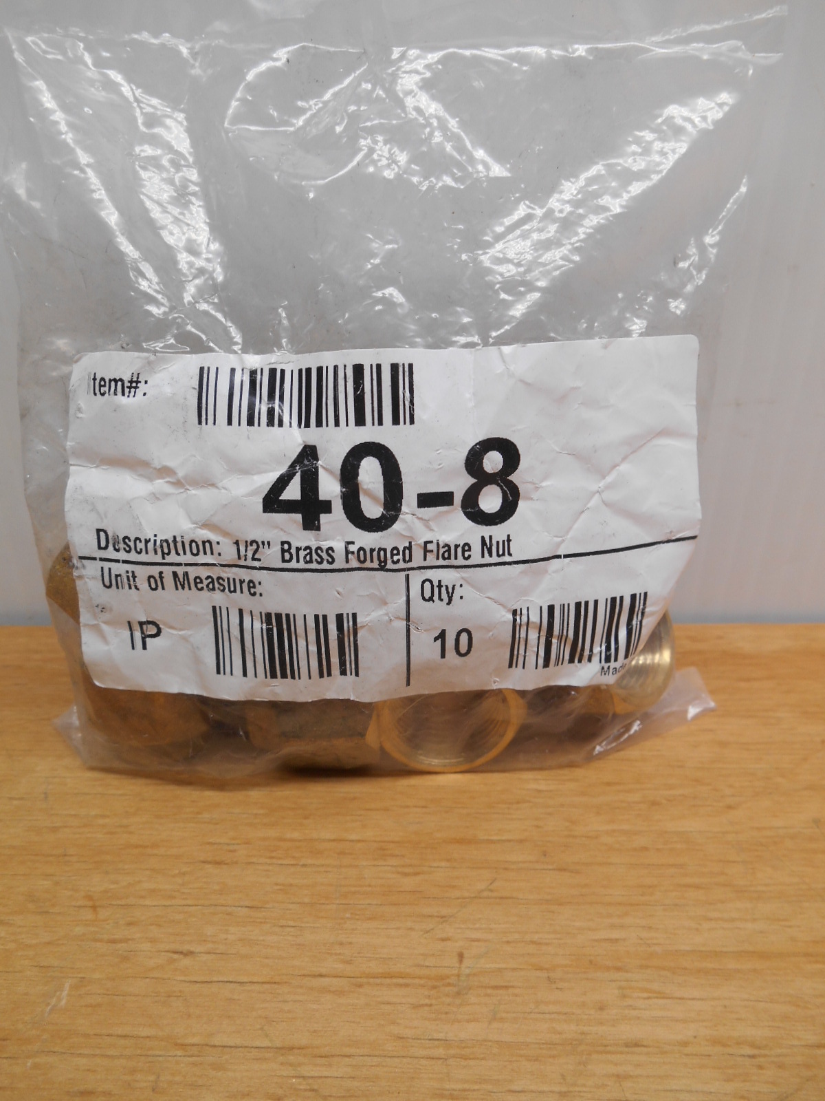 Lot of 10 40–8 1/2″ Brass Forged Flare Nut