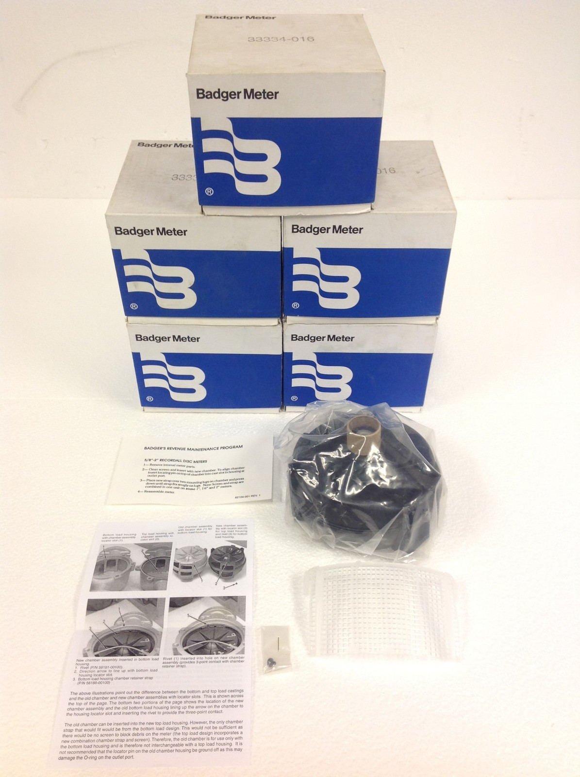 NEW Badger Meter 33334-016 Chamber & Disc Assembly w/ Instruction Sheet FREESHIP