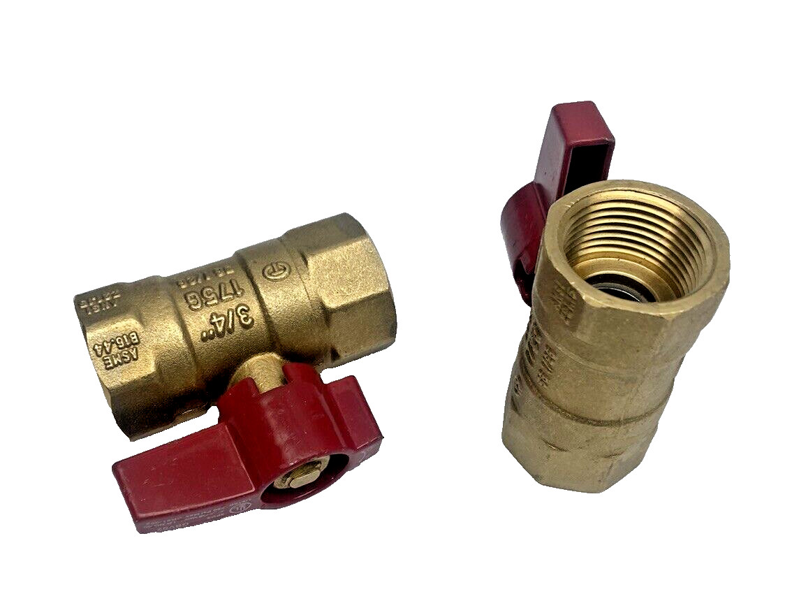 LOT OF 2, GBV02, SHUTT-OFF BRASS VALVE, LPG BALL VALVE 3/4 FNPT 175G