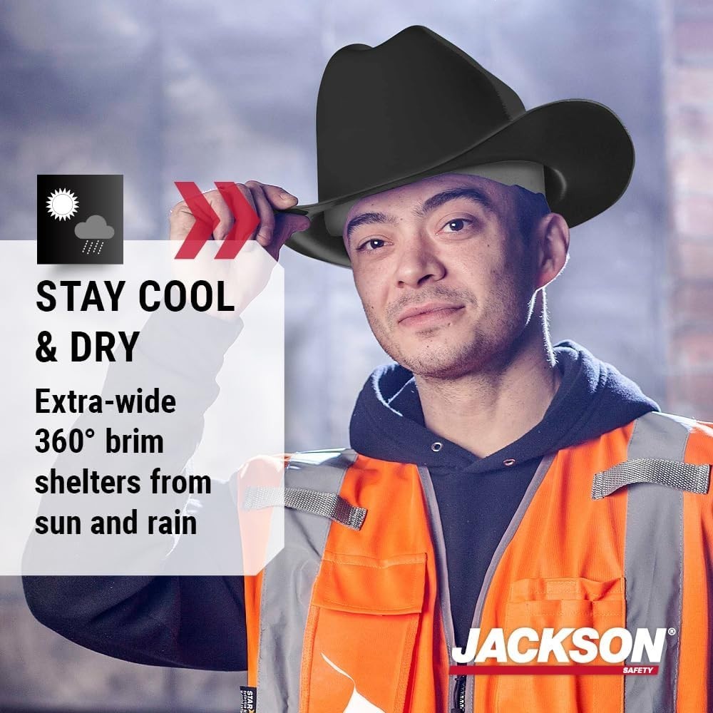 Cowboy Hard Hat – Non-Vented, Full Brim, 4-Point Ratchet Suspension Safety Helme