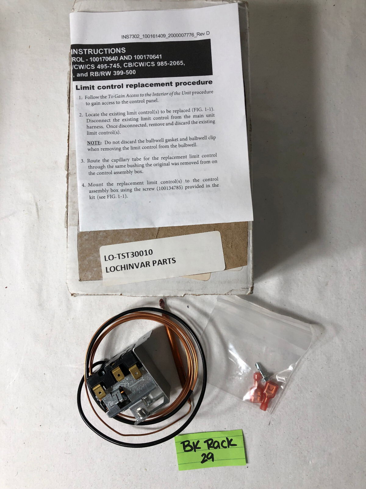 LOCHINVAR 100170641 Control Limit Switch New-Old Stock