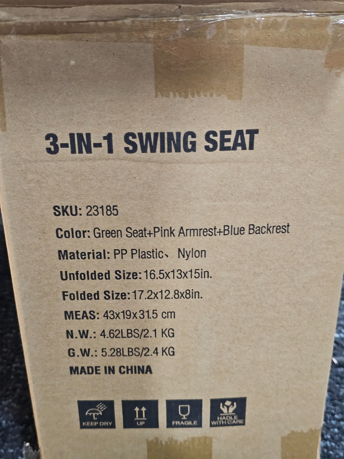 (QTY 2)3-in-1 Adjustable Toddler Swing Seat High-Back Baby Chair w/ Safety Strap