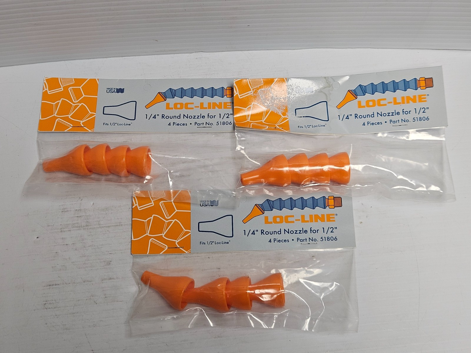 Lot of 12 Loc-Line 51806 Round Coolant Hose Spray Nozzle 1/4″ For 1/2″