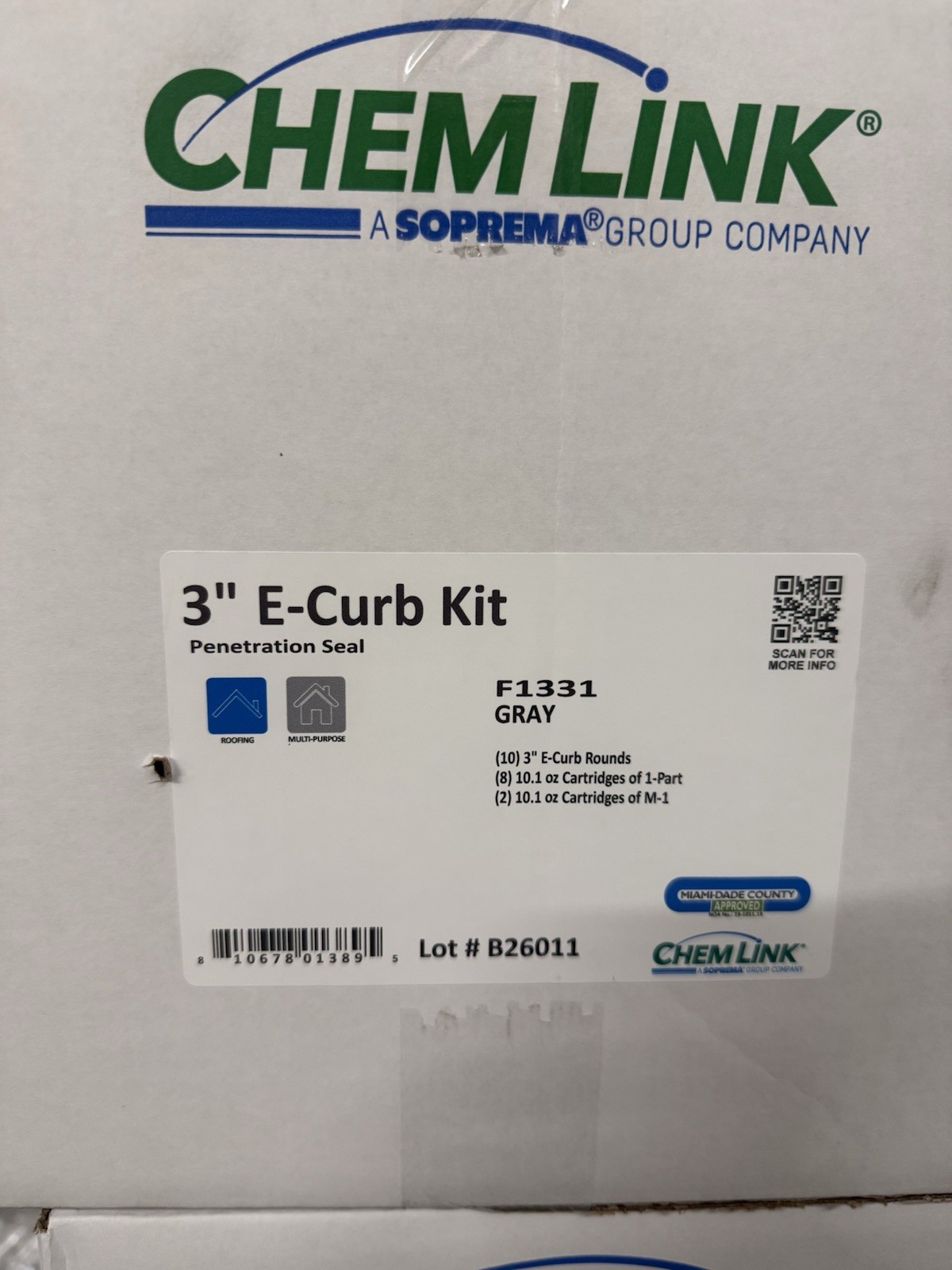 Box Of 10 Chem Link F1331 Gray 3” E-Curb Kit Solar Penetration Seal New In Box