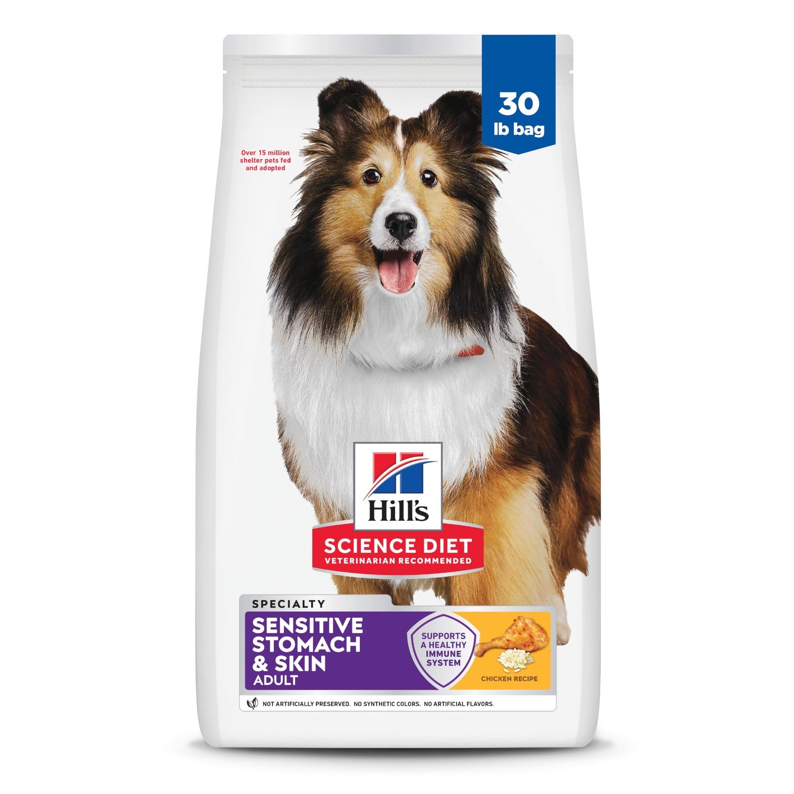 Hill’s Science Diet Sensitive Stomach & Skin, Adult 1-6, Chicken Recipe, 30 lb