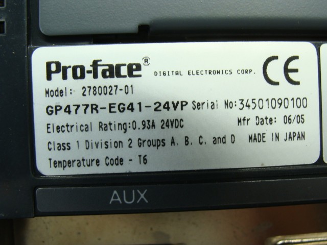 PRO-FACE DIGITAL OPERATOR DISPLAY PANEL 2780027-01 GP477R-EG41-24VP 0.93A 24VDC