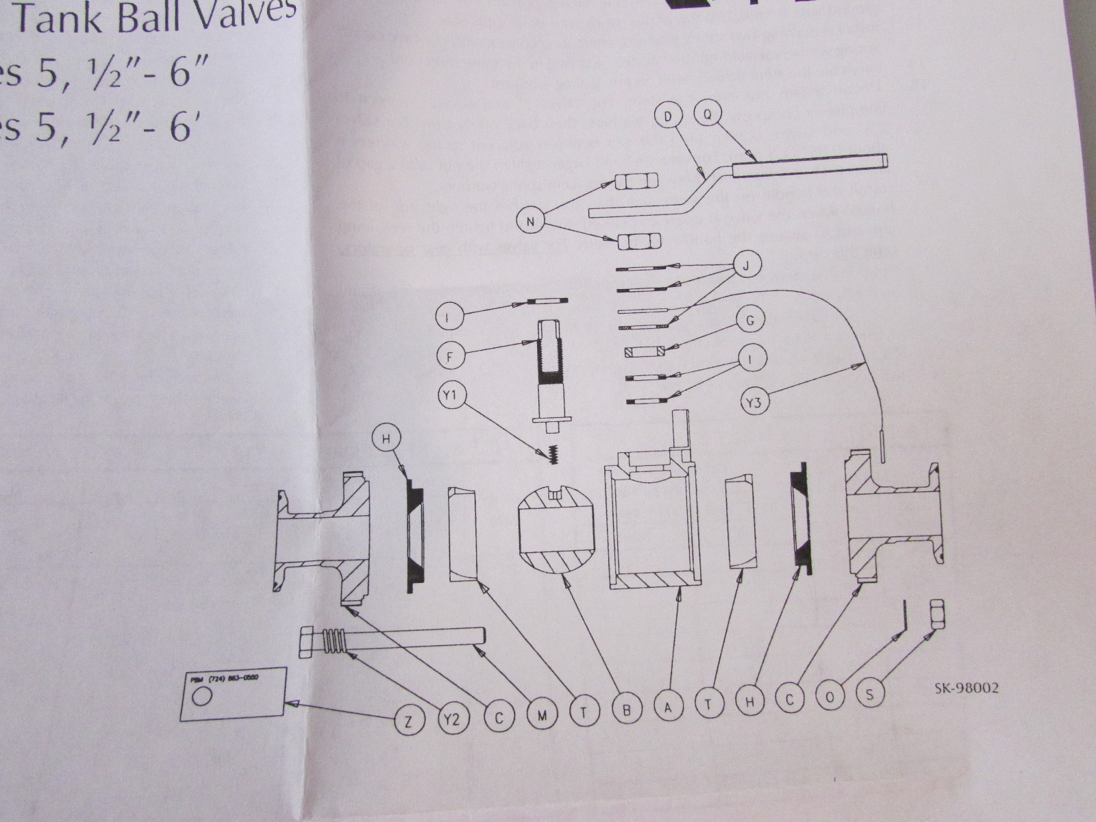 PBM Valve Repair Kit 1” SPHTE5-H-1 Material: S/TFE 316 S/S Filled Teflon.