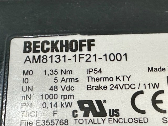 Beckhoff Servo Motor – AM8131-1F21-1001 w/Warranty
