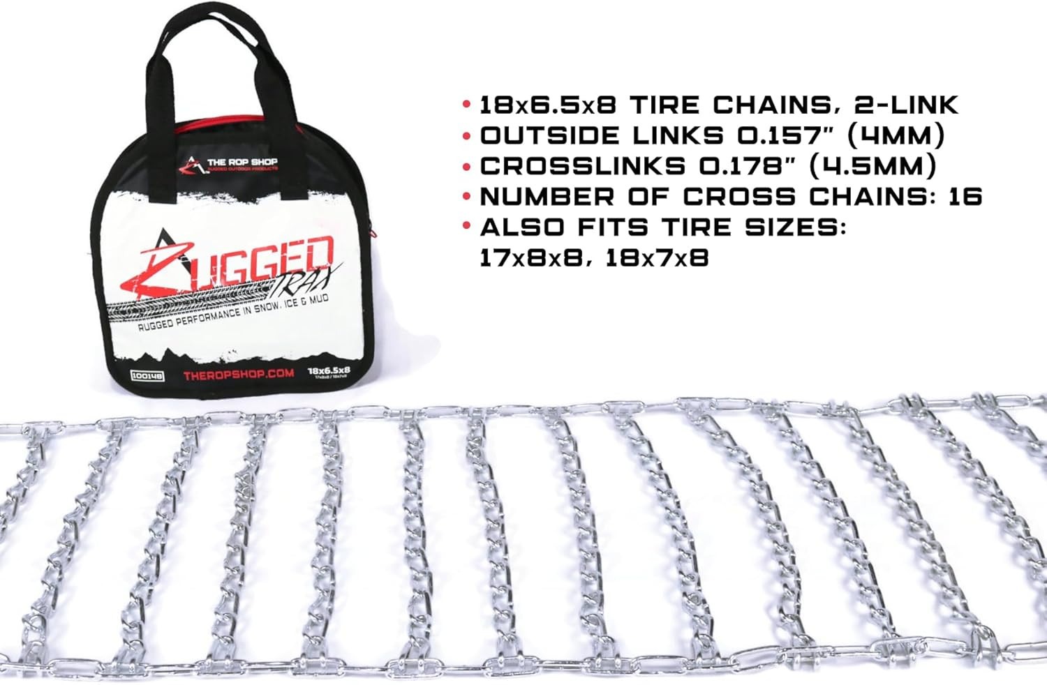 2 Link TIRE Chains 18X6.50-8 18X650-8 18X650X8 18-6.5-8 Tractor Rider Snowblower