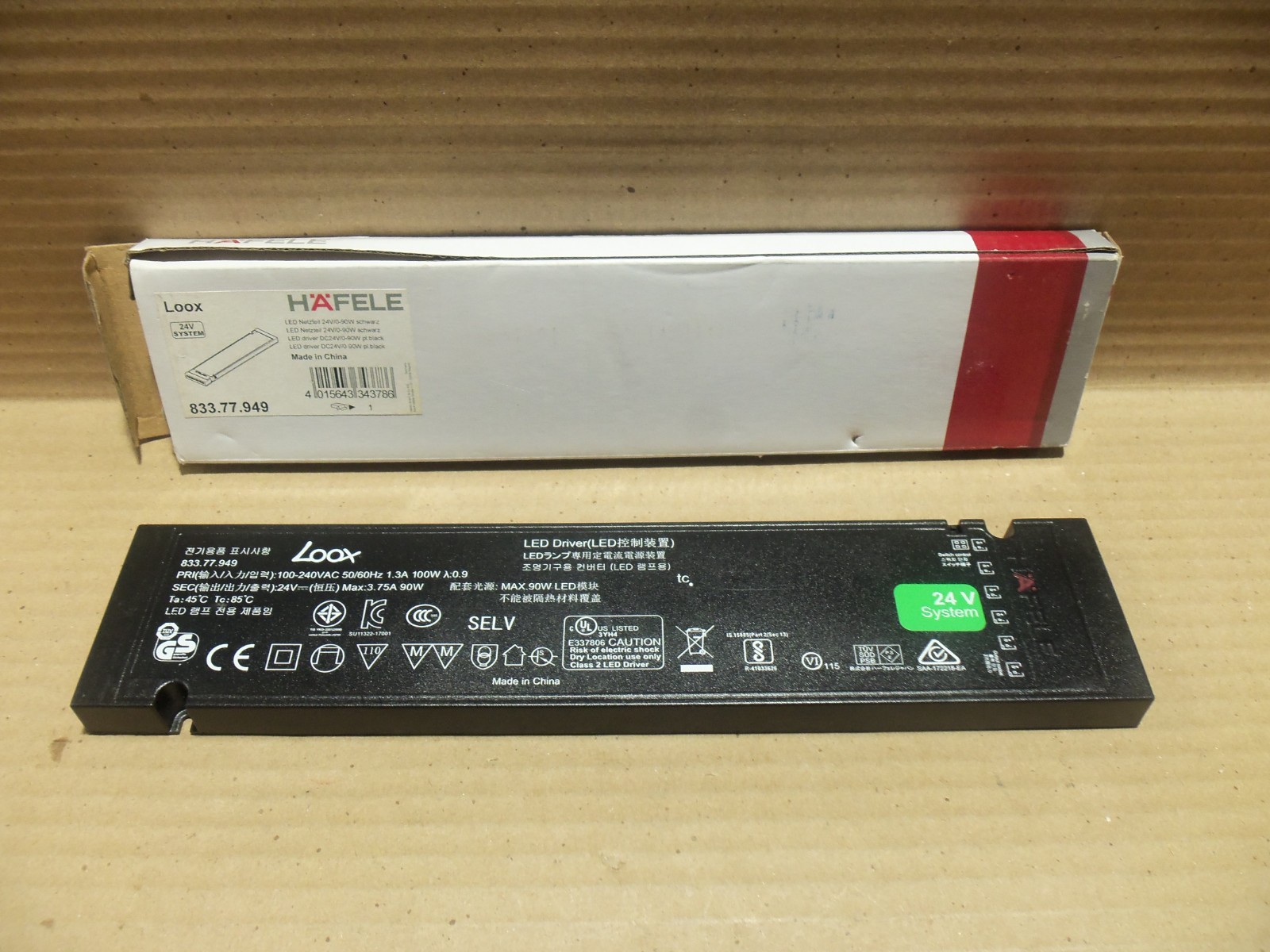 New Hafele 833.77.949 Loox 24V LED Netzteil 24v/90W