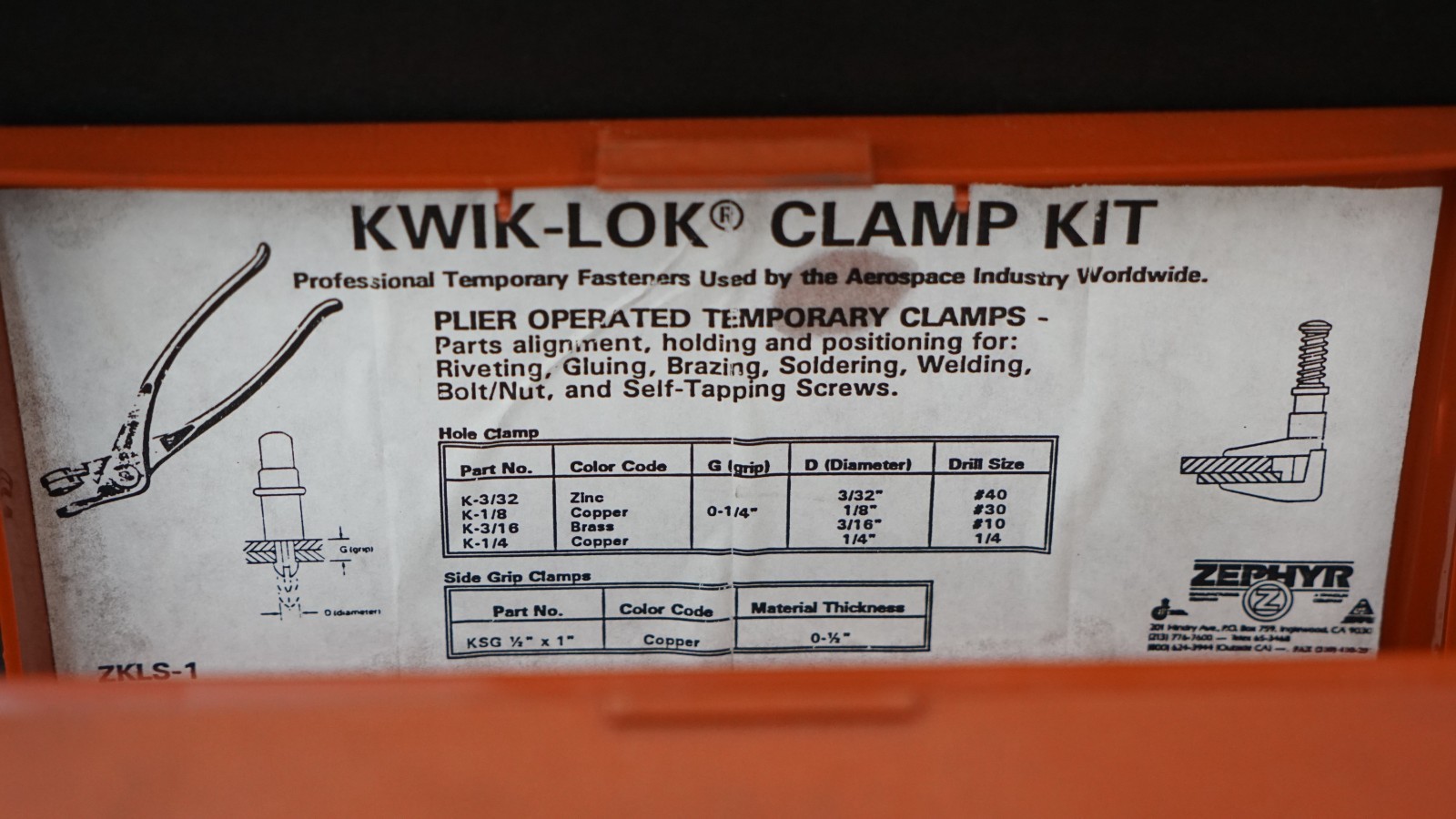 Zephyr ZKLS-1 Kwik-Lok Clamping Set, 7 Pieces