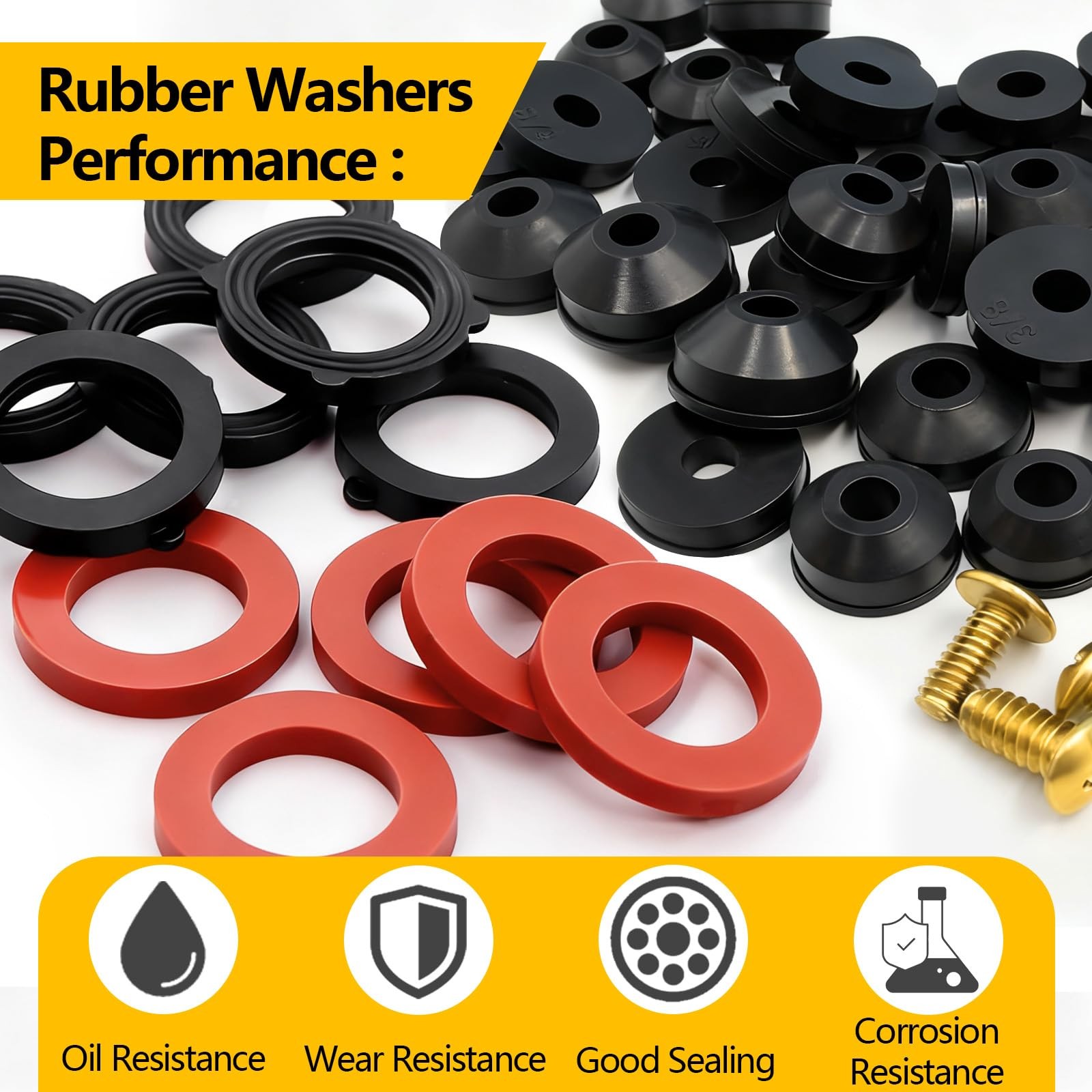 NBRINGO 160 Pieces Hose Bib Washer & Faucet Washers Assorted Kit 14, Black