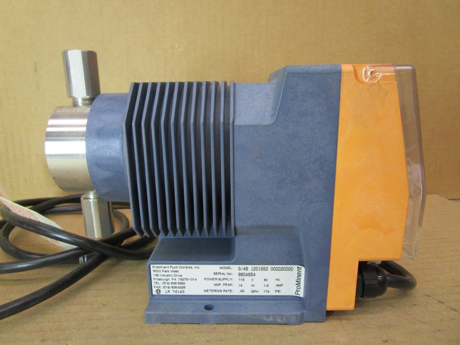 New Open Box ProMinent Fluid Controls G/4B 1201SS2 Metering Pump 52067AES