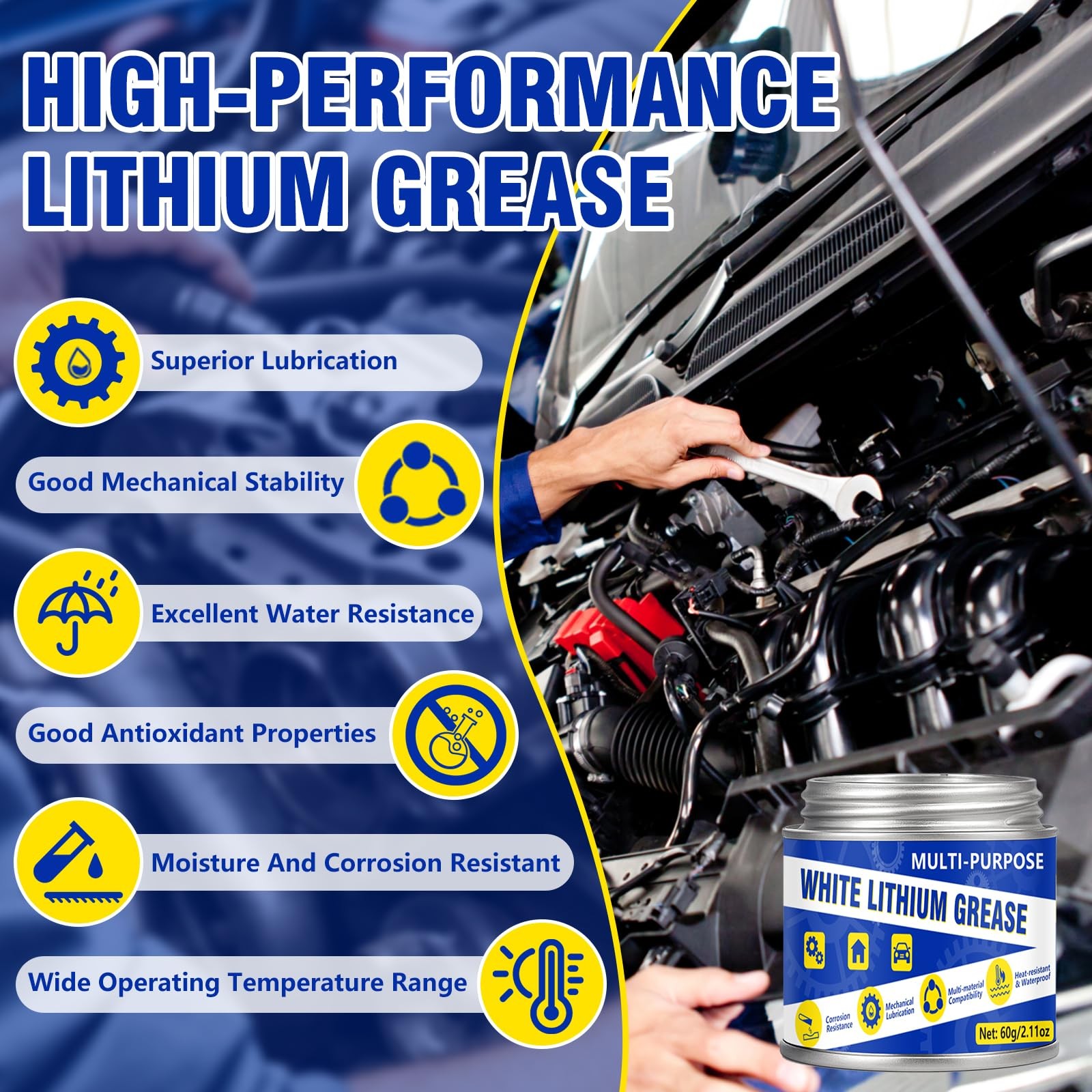 White Lithium Grease 60 ML, Multi-Purpose Garage Door Lubricant, Bike Grease…