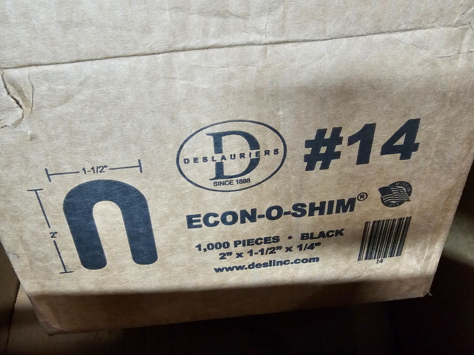 (QTY 1000) Deslauriers Stack Shim ECON-O-SHIM #14 Black 2″ x 1-1/2″ x 1/4″