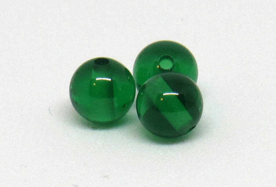 Green Sapphire Ball 6mm with 1mm Hole, Bead, Sphere, Corundum, Synthetic, Polish