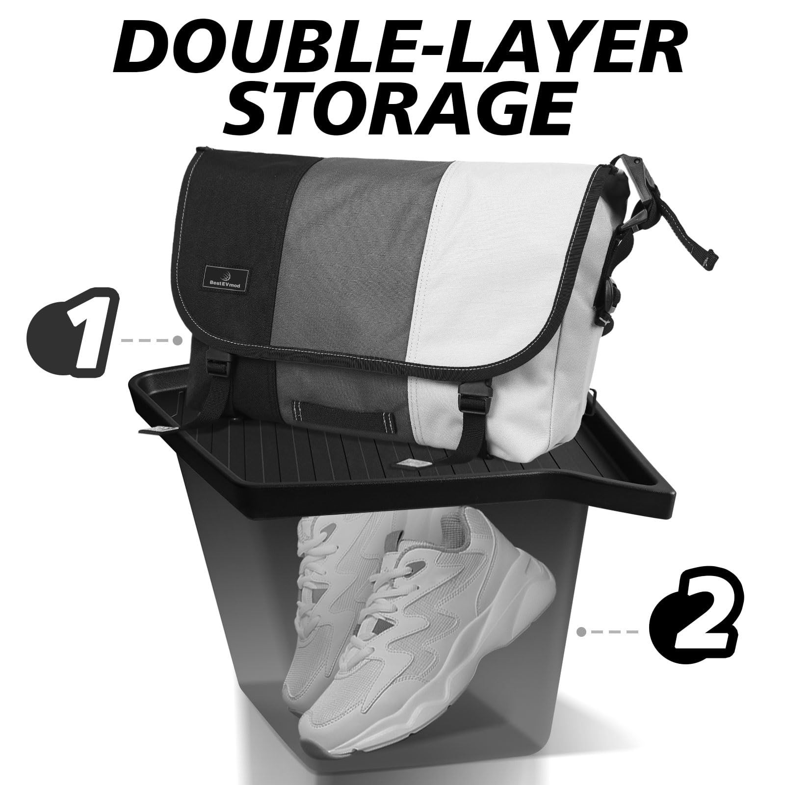 BestEvMod for 2026+ Tesla New Model Y Juniper 2PCS Rear Trunk Storage Bins wi…