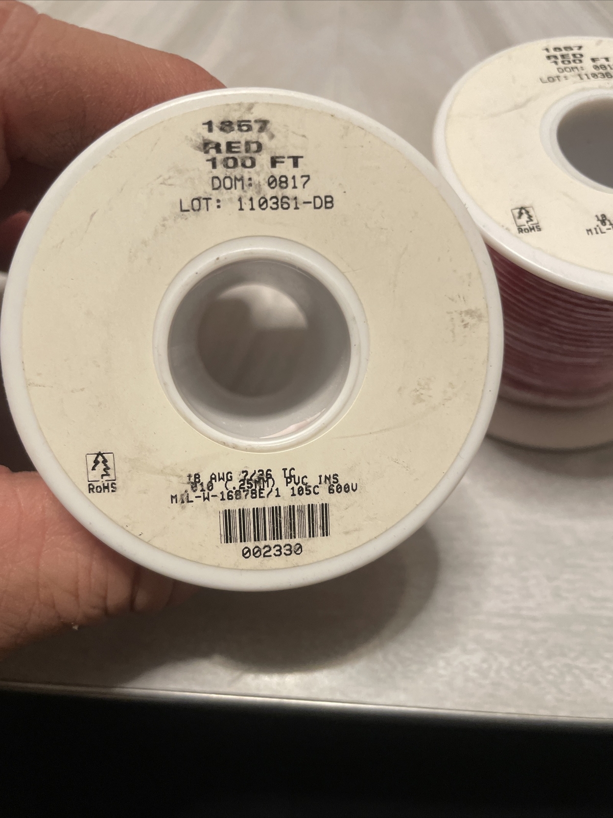 ALPHA WIRE 1857 Red 18 AWG 7/26 TC 600V **Two 100’ Rolls**