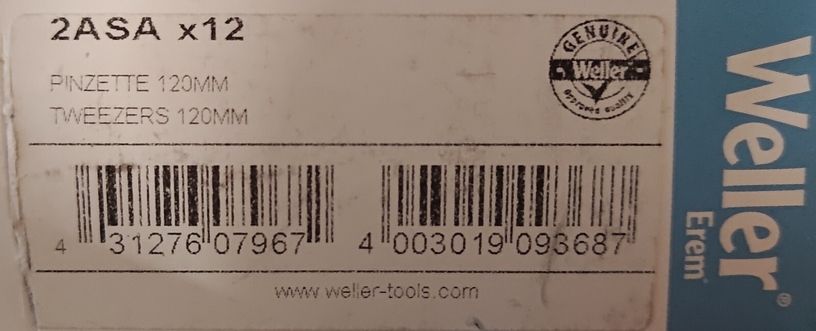 12 PK — Weller Erem 2ASA Tweezers Stainless Antimagnetic Anti-Acid Swiss – BULK