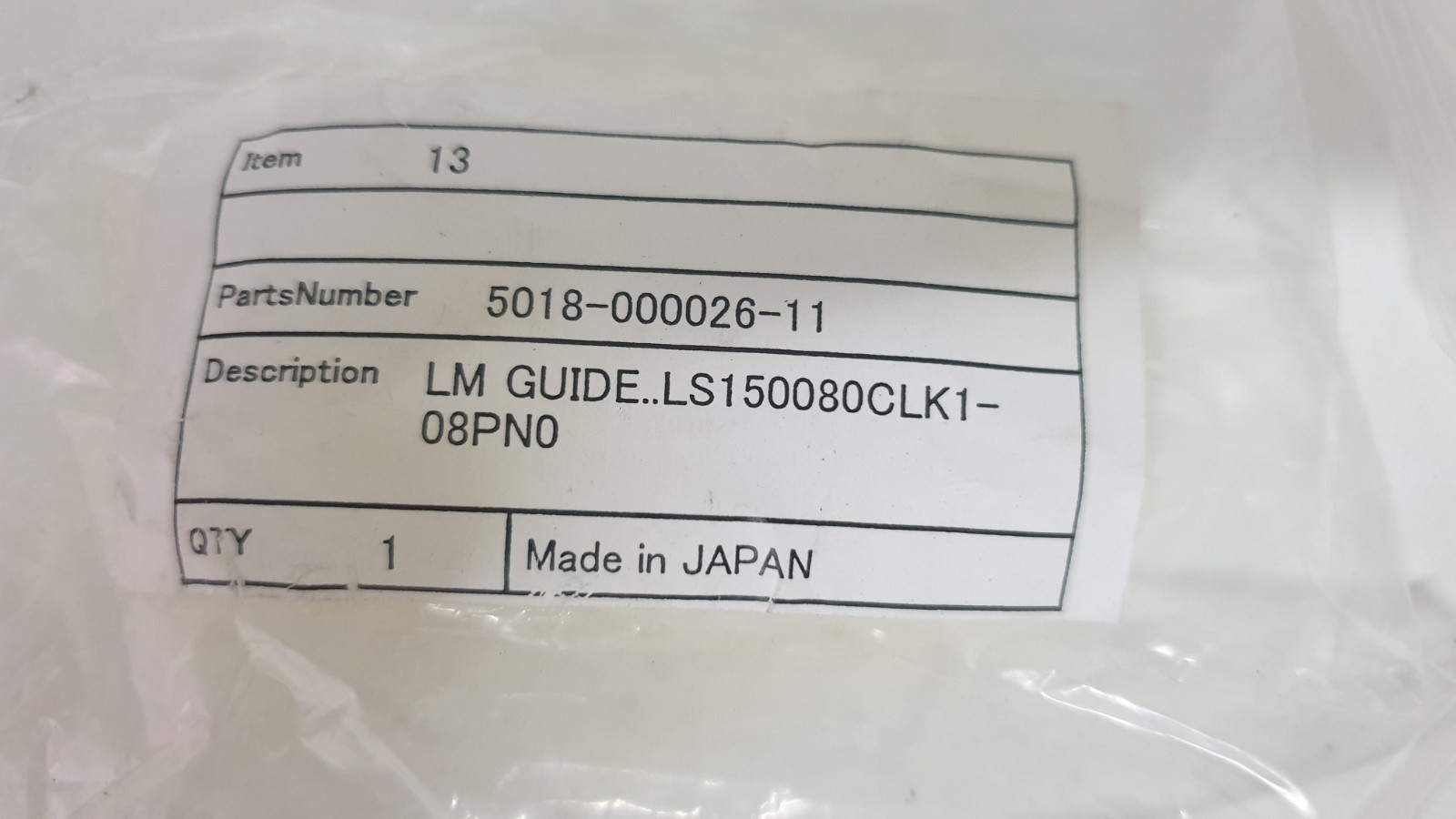 Lot of 2 NSK LM LS15 Guide LS150080CLK1-08PN0 P/N 5018-000026-11 NEW