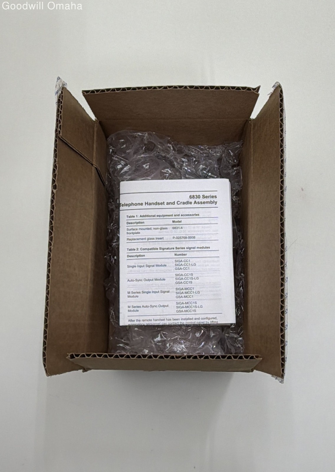 GE Security 6830-4 Remote Telephone Handset +Cradle Assembly -OPEN BOX -SEE DESC
