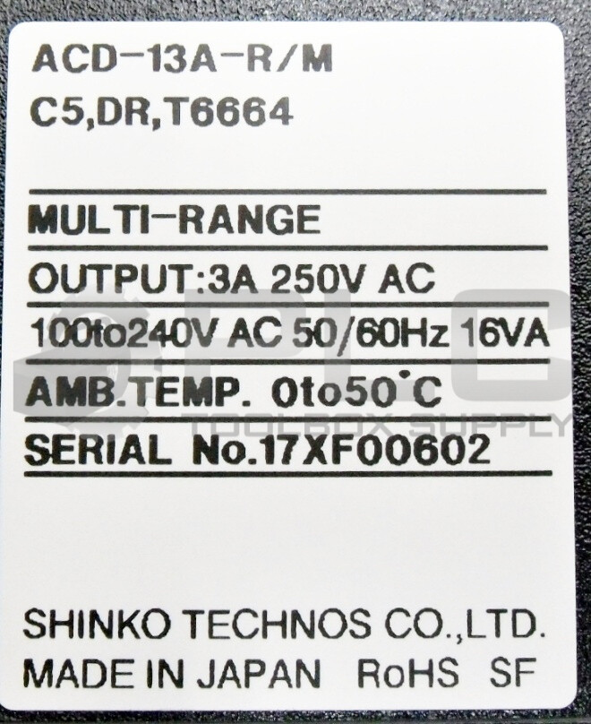 NEW SHINKO ACD-13A-R/M MULTI-RANGE CONTROLLER 3A 25V AC AMB. TEMP. 0 TO 50° C