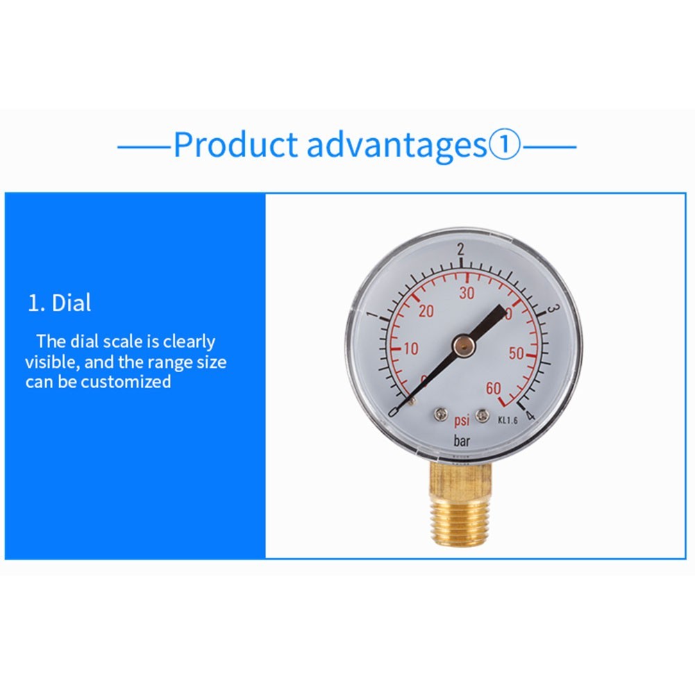 Stainless Steel 14in Pressure Gauge for Industrial HVAC Plumbing 0 4 Bar