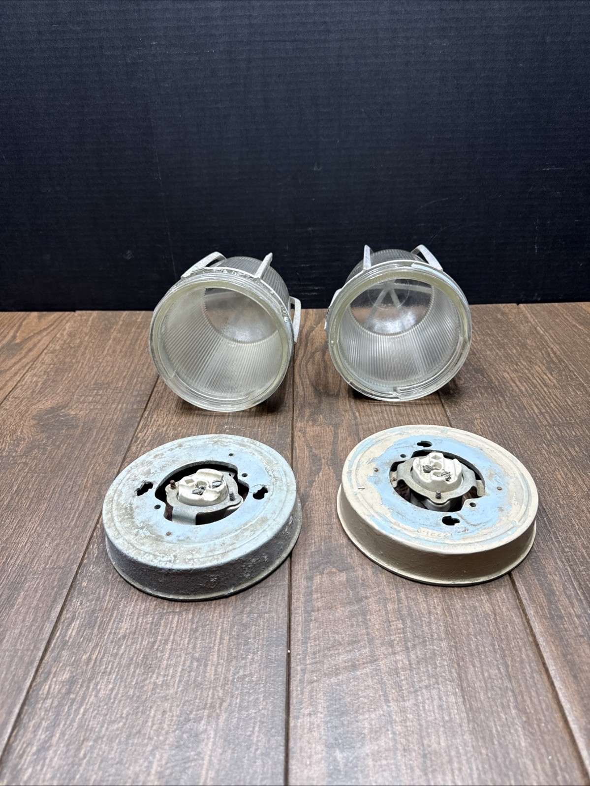 UNBRANDED INDUSTRIAL EXPLOSION PROOF CAGED RIBBED GLOBE LIGHTS Lot Of 2