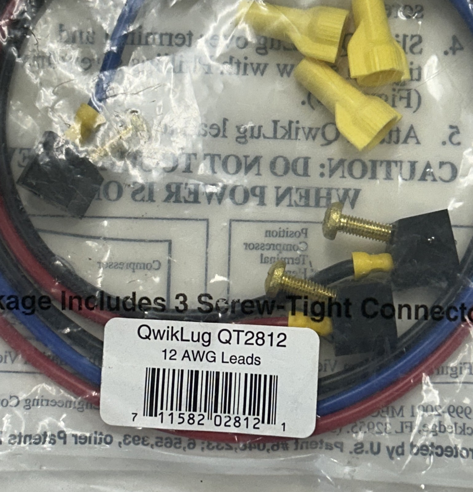 QwikLug QT2812 Compressor Terminal Repair Kit 12 AWG Leads