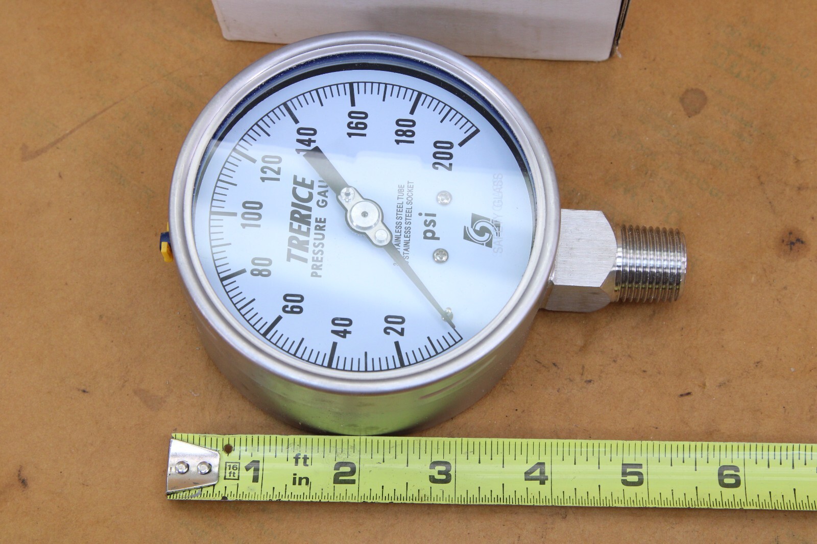 Trerice 700SS4004LA200 Industrial Gauge, 4″ dial, 0 to 200 psi, 1/2″ NPT