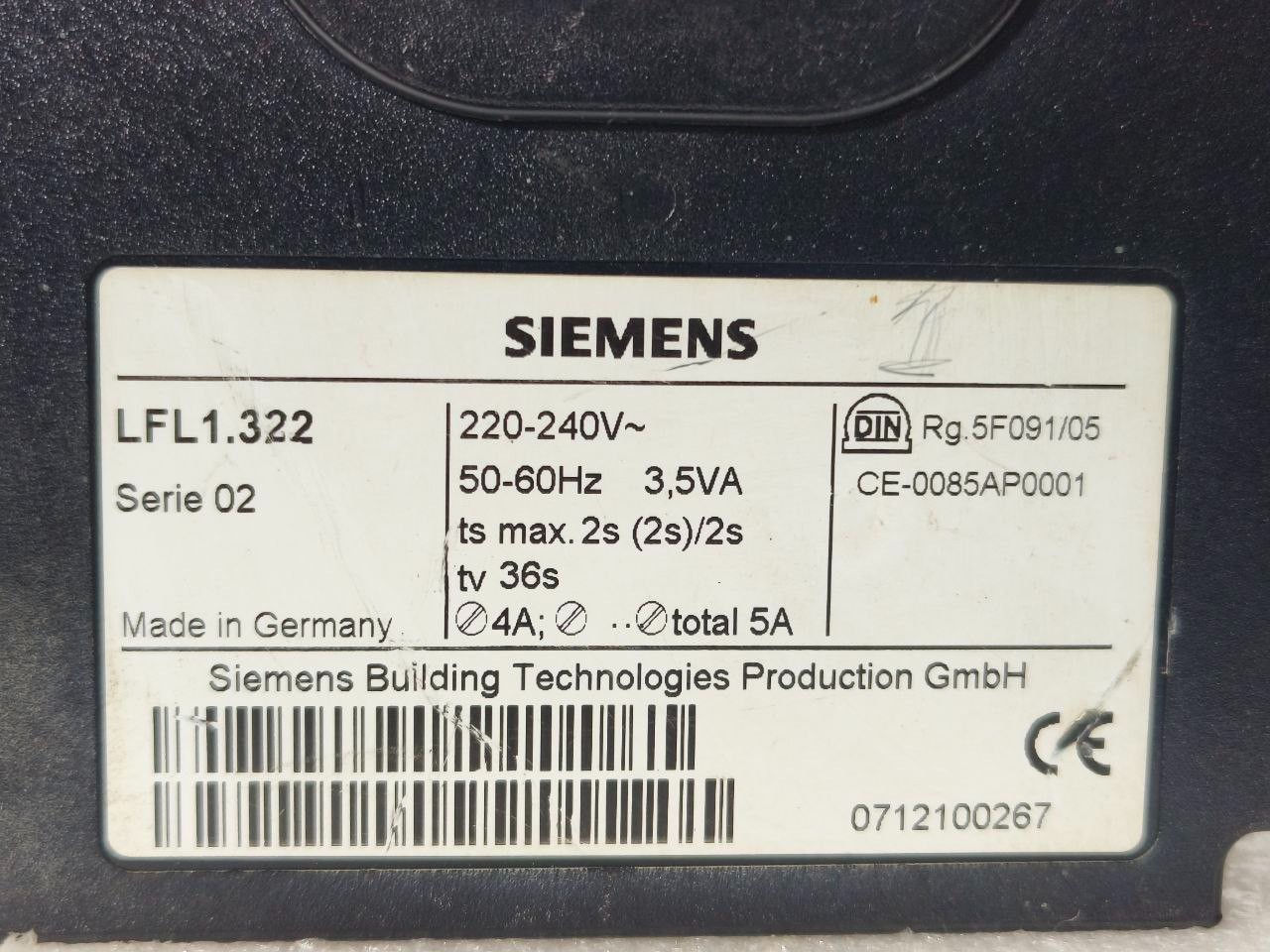 SIEMENS LFL1.322 SERIE 02 GAS BURNER CONTROL BOX 220-240V 50/60HZ FREE SHIPPING