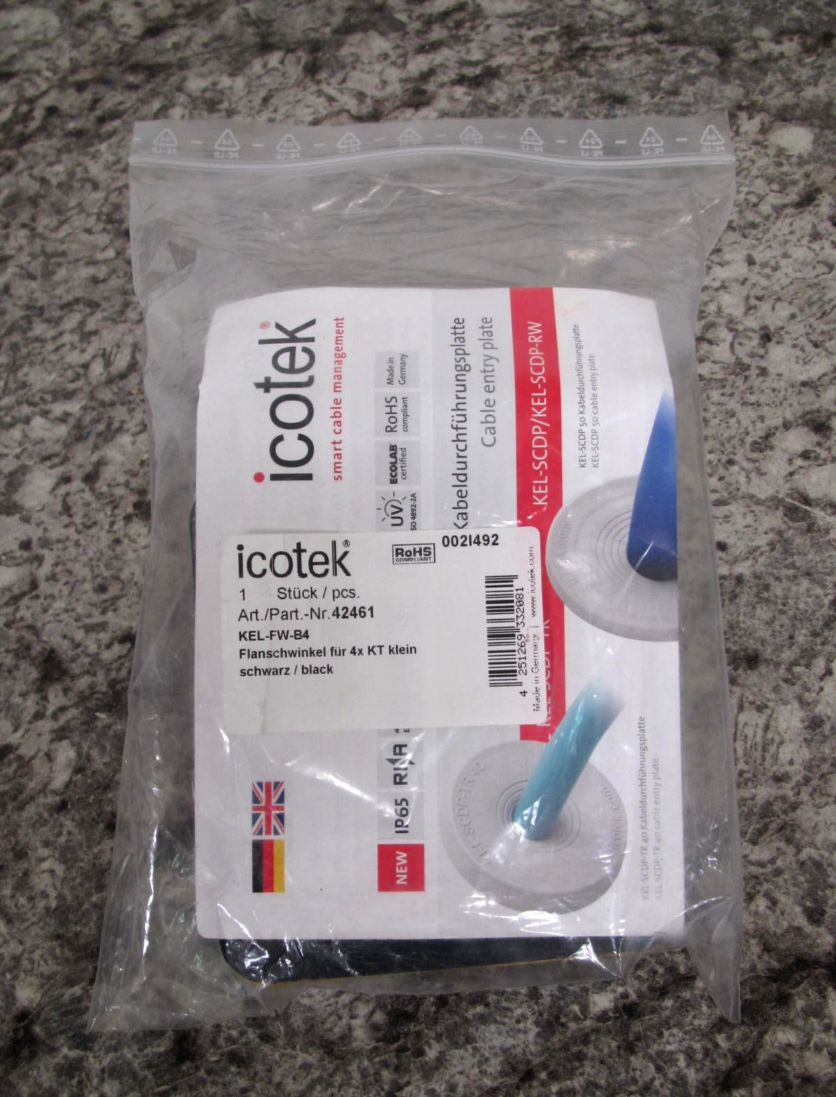 New Icotek 42461 KEL-FW-B4 90° Cable Transit Bulkhead Cable Entry Free Shipping