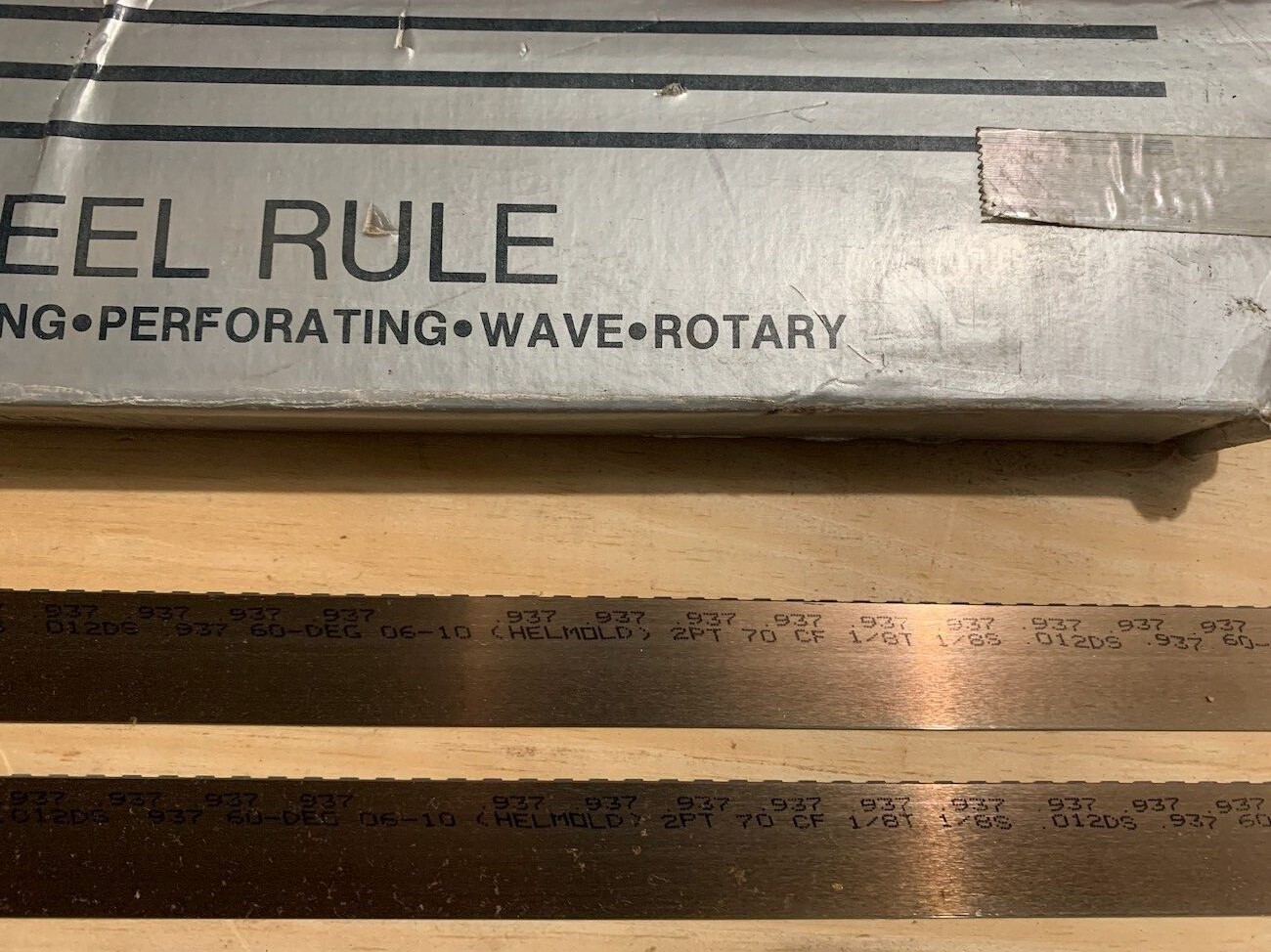 Helmold Steel Rule Die Material T1/8″ S1/8″ 60 Deg .937 30″ Lot of 5 USA NEW
