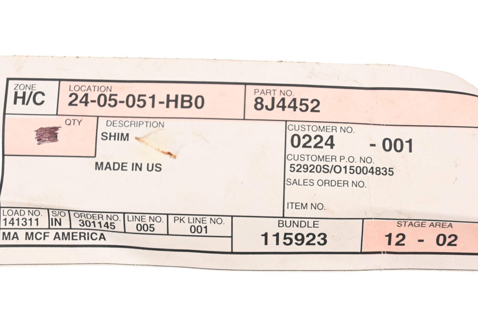 Caterpillar 8J4452, 8J-4452 Shims Qty 2 NOS