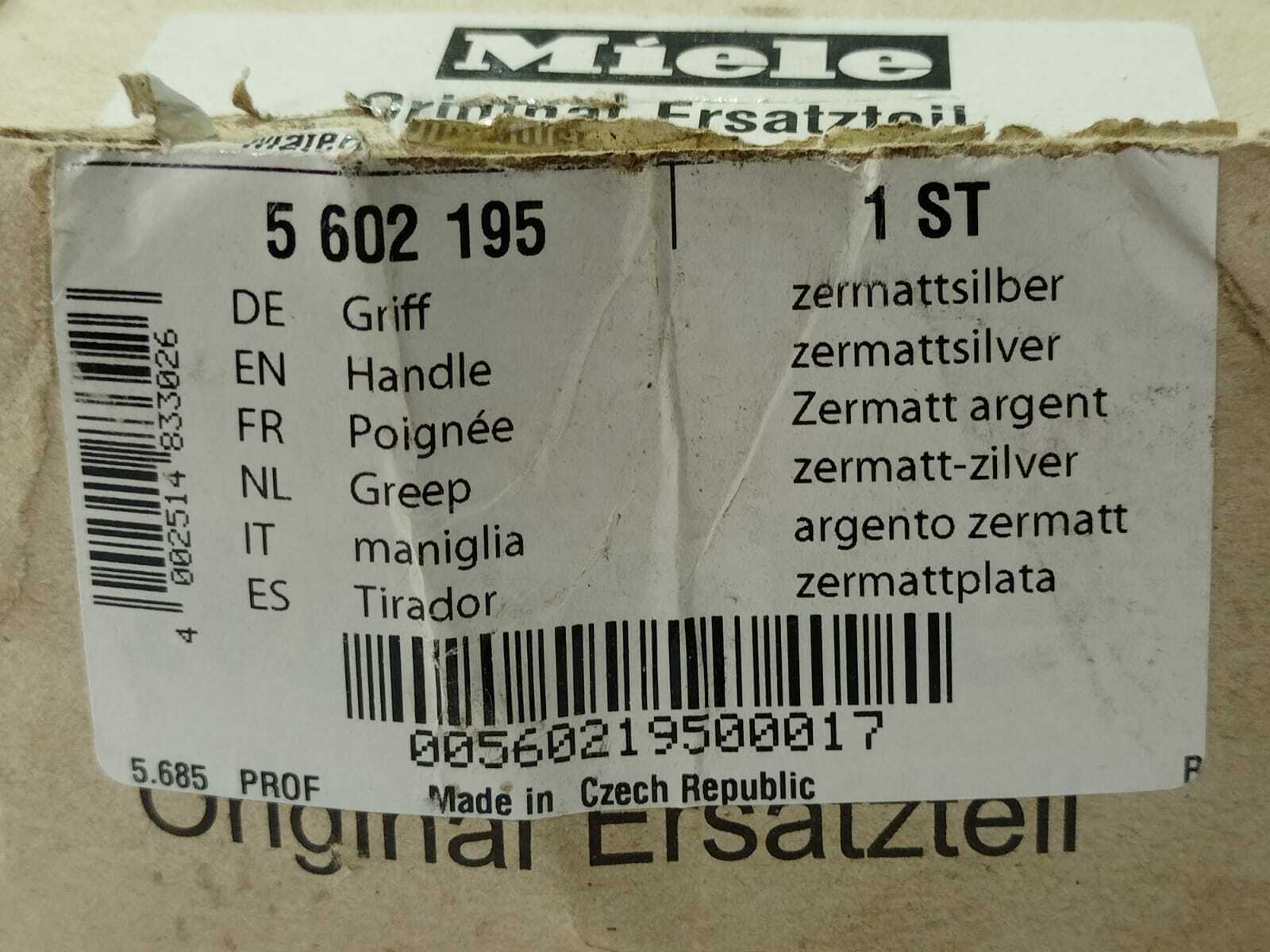 Miele 5 602 195 Handle CZECH REPUBLIC