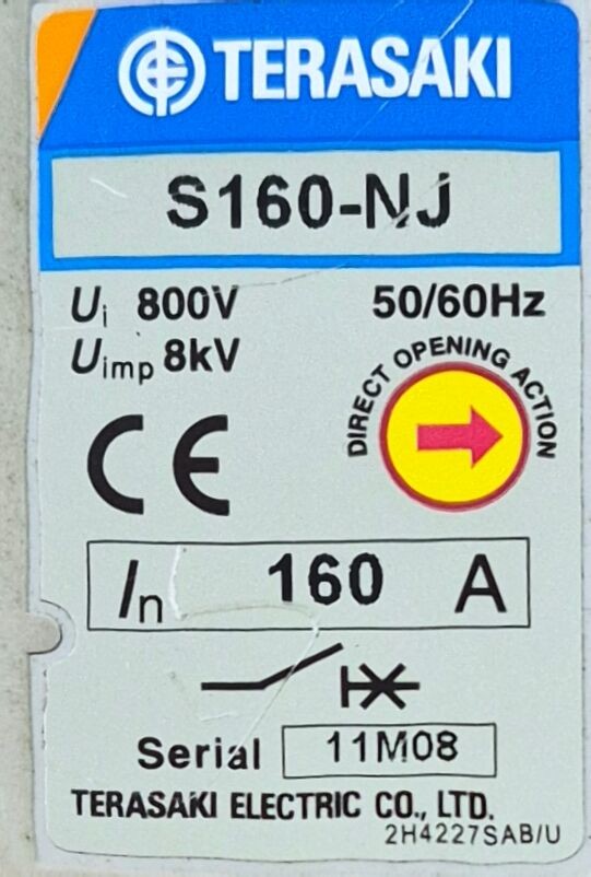 TERASAKI TemBreak S160-NJ 160A 3 Pole Circuit Breaker 8kV Rated 800V