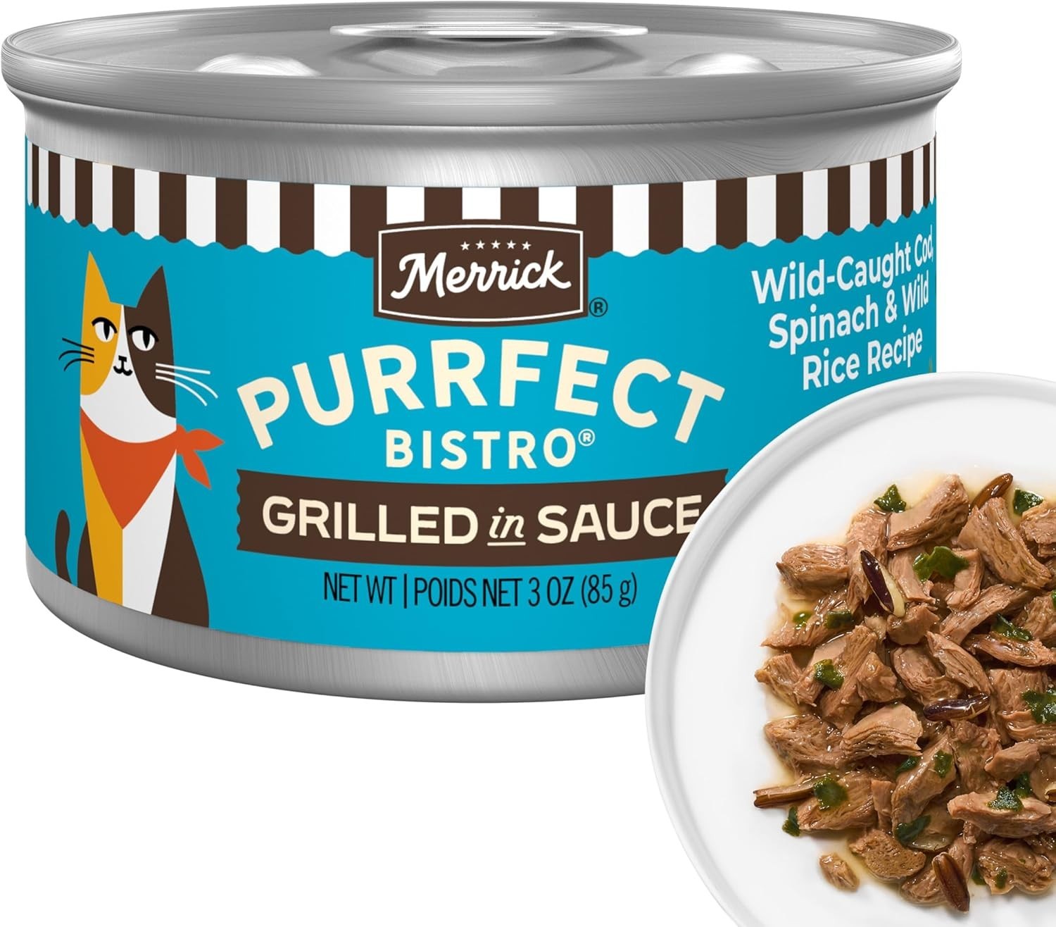 Merrick Purrfect Bistro Wild Cod & Spinach Gravy Wet Cat Food, 3 oz., 24 ct.