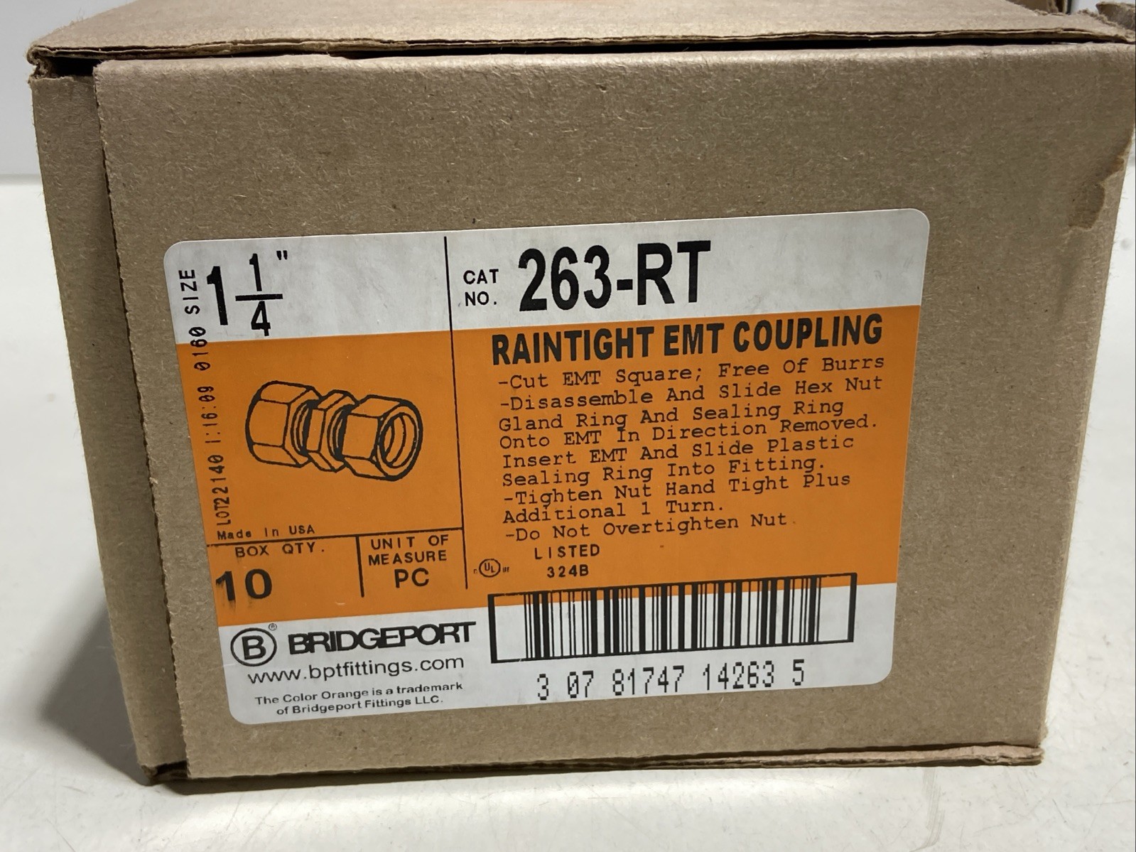 Bridgeport 263-RT Raintight Compression Coupling 1-1/4 Inch Box Of 10