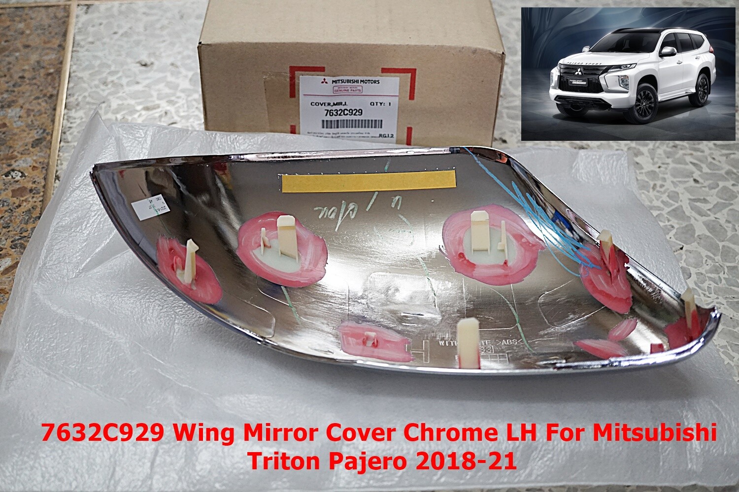 7632C929 Chrome Mirror Cover LH For Mitsubishi Pajero Sport 2018-21