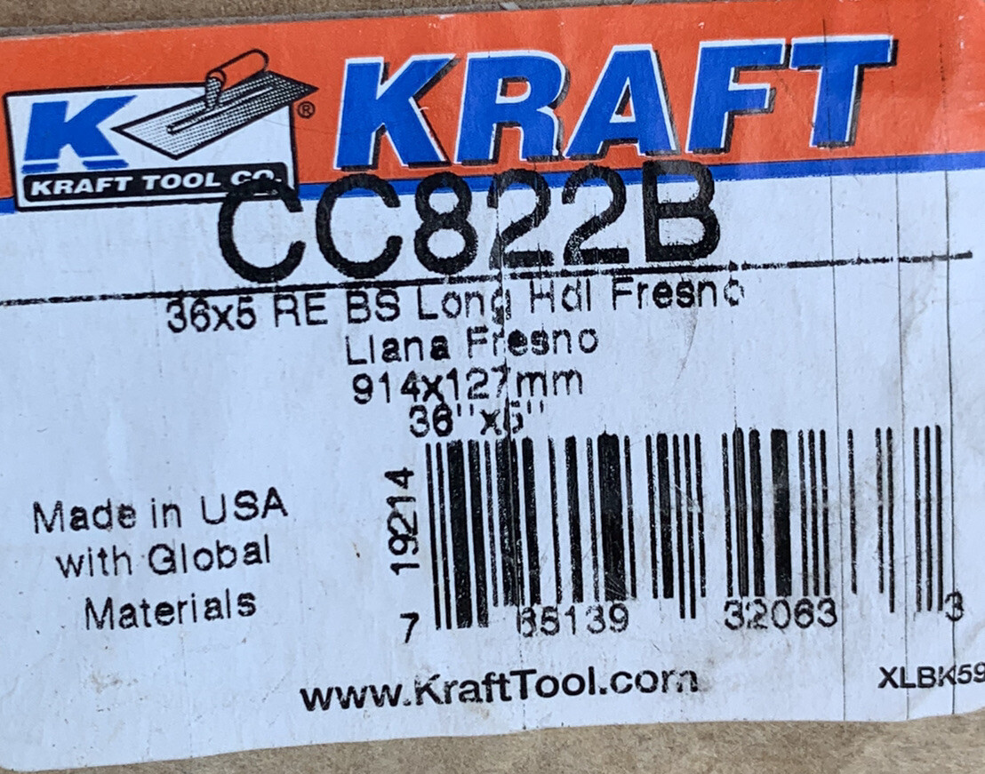 Kraft CC822B, Lot of 2, New Open Box, 36”X5” Fresno Trowel