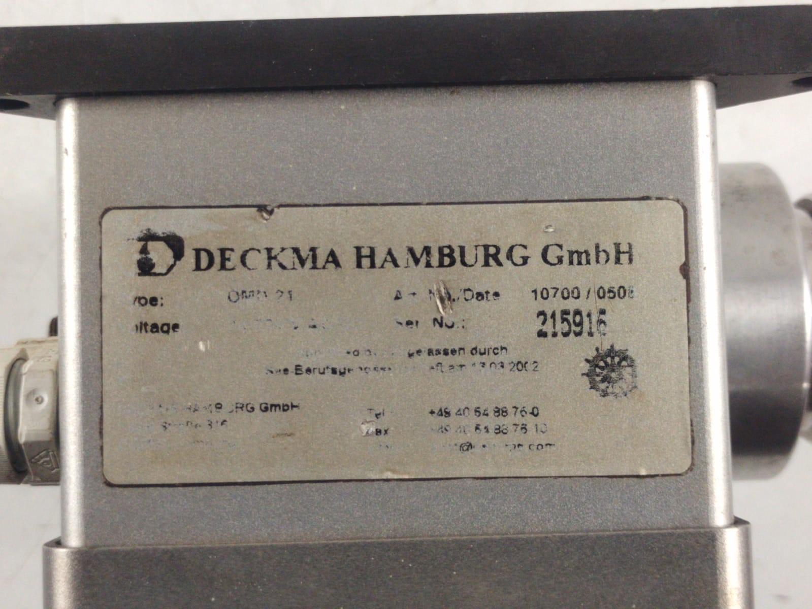 Deckma Hamburg OMD-21 Oil Monitoring Device Art’no: 10700/0508