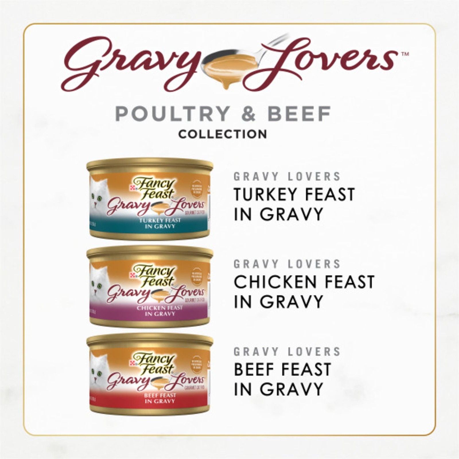 Purina Fancy Feast Gravy Lovers Food, Wet Cat Food Collection, 3 oz Cans 48 Pack