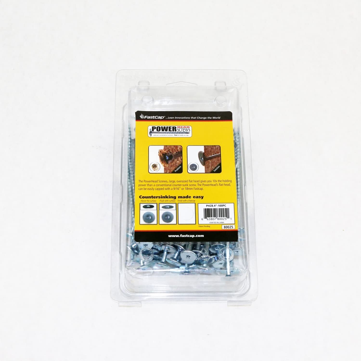 FastCap PowerHead Wood Screws with Large Flat Head Self-Tapping Point 4″ 2