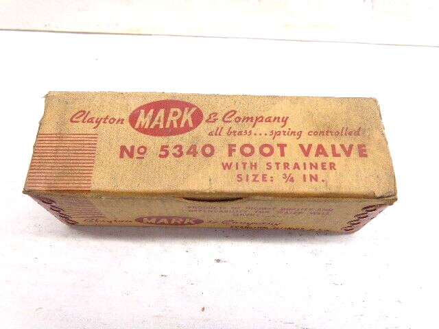 Vntg NOS Clayton MARK & Co No 5340 Brass Foot Valve w/Strainer 3/4″ Water Well