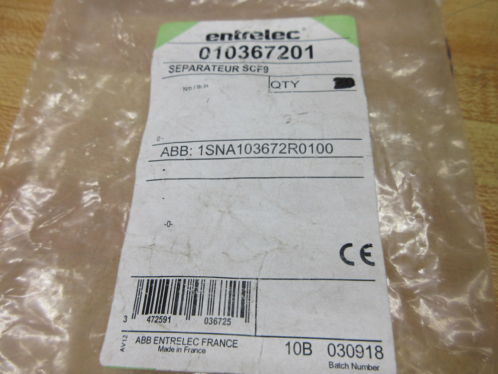 Entrelec SCF9 ABB Terminal Block End 1SNA103672R0100 (Pack of 21)