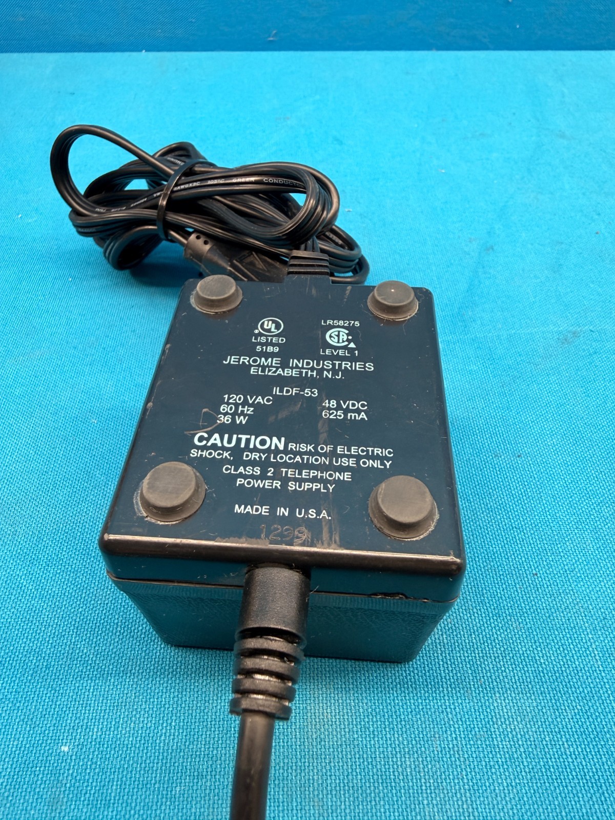 Larscom 650-548-90 48VDC 625mA Class 2 Telephone Power Supply ILDF-53 USA