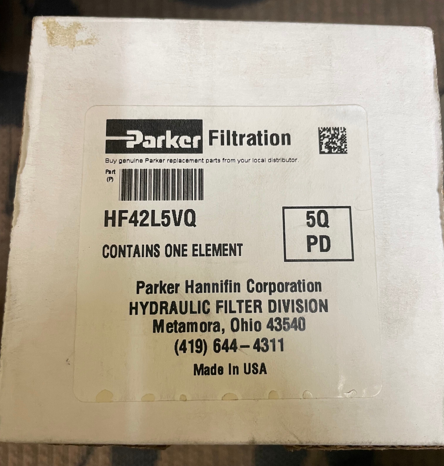(2) Parker Filter Element HF42L5VQ (5Q PD) & (5Q WD) Hydraulic Filter