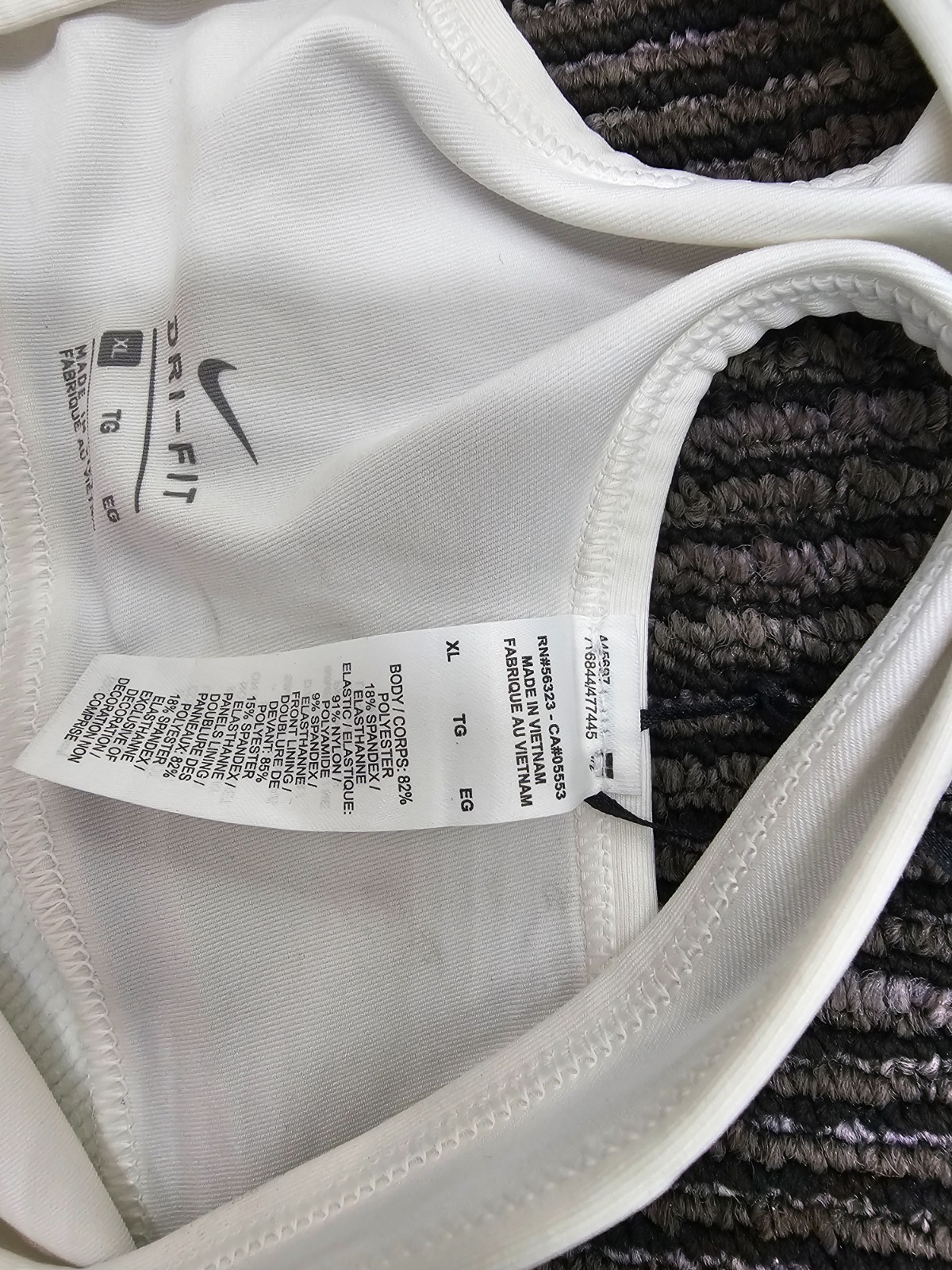 NIKE 445687 ATHLETIC SPORTS BRA DRI-FIT WHITE XL